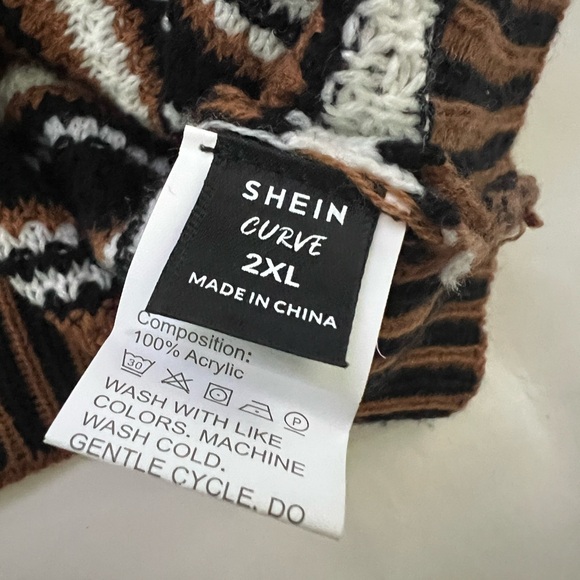 Striped Women’s Sweater - Brown, Black, White - Picture 3 of 4